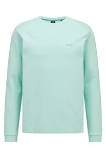BOSS Męska bluza Salbo Curved z bawełny Interlock z okrągłym wycięciem pod szyją i wygiętym logo, Light/Pastel Green332, XXL - Bluzy męskie - miniaturka - grafika 1