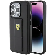 Etui i futerały do telefonów - Ferrari FEHCP15XGSPSIK iPhone 15 Pro Max 6.7" czarny/black hardcase Grip Stand Metal Logo - miniaturka - grafika 1