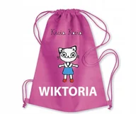 Plecaki worki - Różowy Worek Szkolny Workoplecak Do Przedszkola Szkoły KICIA KOCIA +IMIĘ #2 - miniaturka - grafika 1
