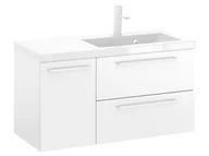 Szafki łazienkowe - Szafka Wisząca Z Umywalką RON 90 cm D Prawa - Biały Mat - Uchwyty Białe Matowe - miniaturka - grafika 1
