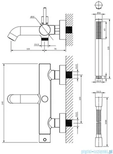 Omnires Y bateria wannowa z zestawem prysznicowym chrom Y1231CR - Baterie wannowe i prysznicowe - miniaturka - grafika 2