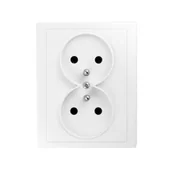 Gniazdka elektryczne - Gniazdo podwójne z uziemieniem Jowisz białe - miniaturka - grafika 1