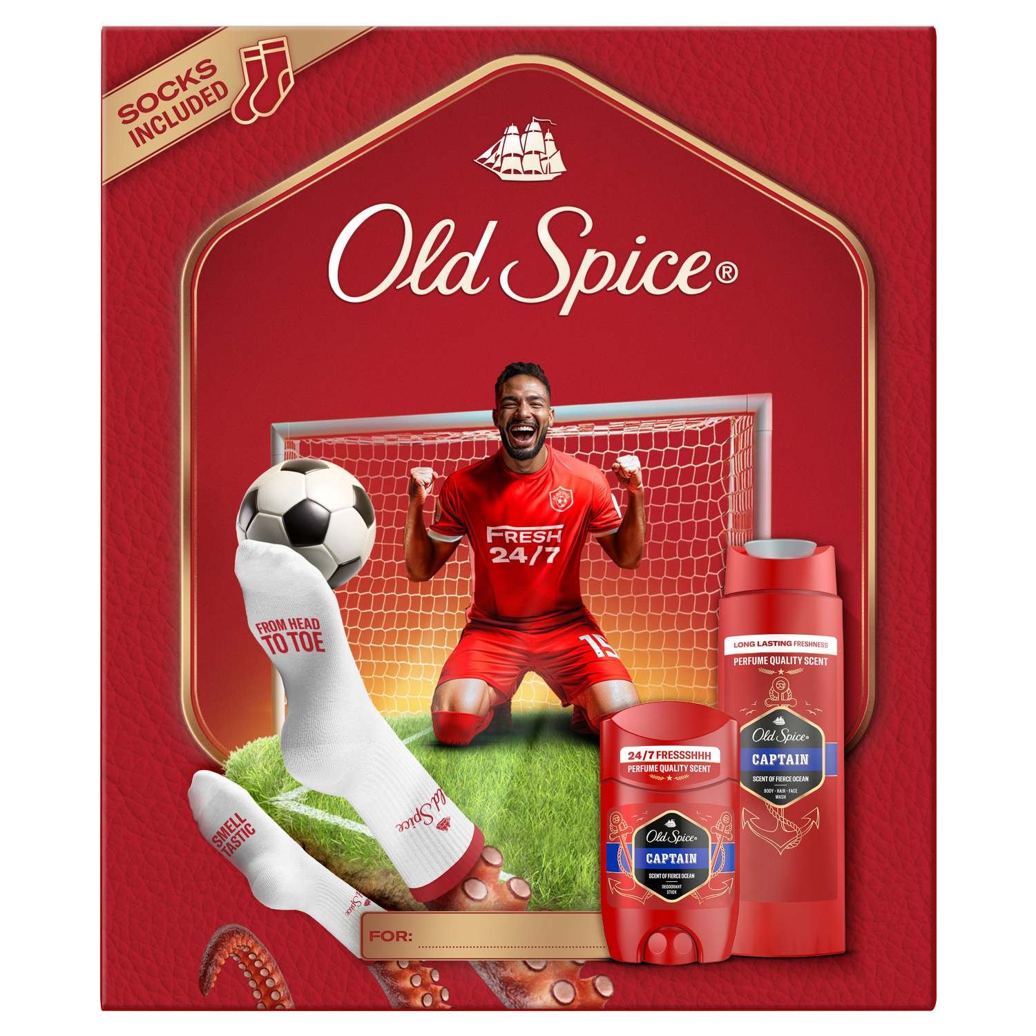 Old Spice zestaw Captain: Deo stick 50 ml + Żel pod prysznic 250 ml + Skarpety