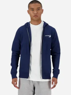 Bluza streetwear rozpinana męska z kapturem New Balance NBMJ03907NNY M Ciemnogranatowa (197375351292) - Bluzy męskie - miniaturka - grafika 1