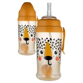 Bidony dla dzieci - Canpol Babies Bidon Niekapek Z Rurką Z Odważnikiem 350ml Gepard 9m+ - miniaturka - grafika 1