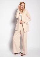 Marynarki i żakiety damskie - Elegancki Żakiet z Wąskimi Klapami - Beżowy - miniaturka - grafika 1