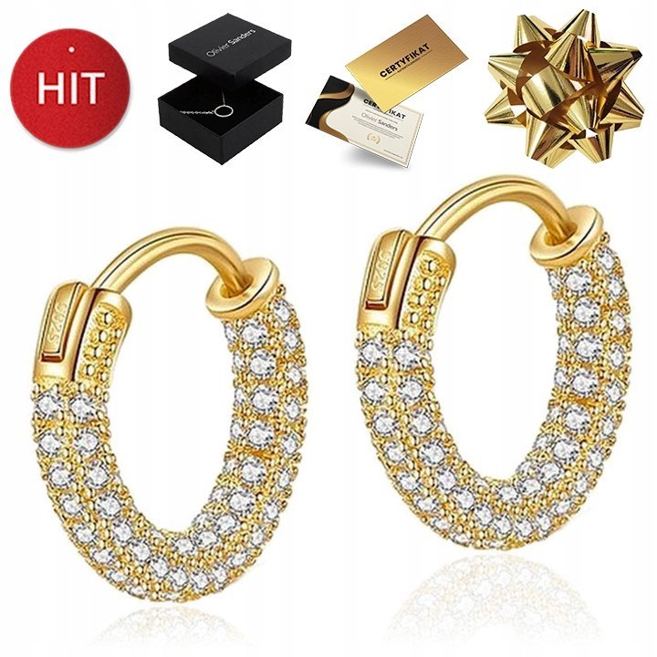 Złote Kolczyki Damskie 585 Z Kryształami Swarovski Grawer Prezent Dla Żony