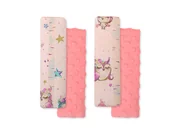 Organizery na łóżeczko - Ochraniacze na pasy BOBONO do wózka minky - sówki kremowo-miętowe - miniaturka - grafika 1