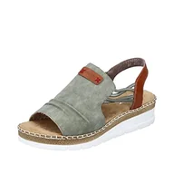 Moda i Uroda OUTLET - Rieker Damskie sandały V1261, zielone, rozmiar 39 EU, zielony, 39 eu - miniaturka - grafika 1