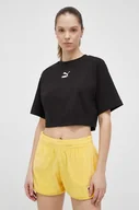 Koszulki sportowe damskie - Puma t-shirt bawełniany kolor czarny - miniaturka - grafika 1