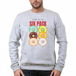 BLUZA MĘSKA Szara Dresowa Na Prezent Urodziny MY SIX PACK Śmieszne Wzory L - Bluzy męskie - miniaturka - grafika 1