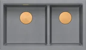 Zlewozmywaki - QUADRON LOGAN 120-U SILVER STONE (szary) + syfon MIEDŹ (HQL7645U5_PVDC1_U) - miniaturka - grafika 1