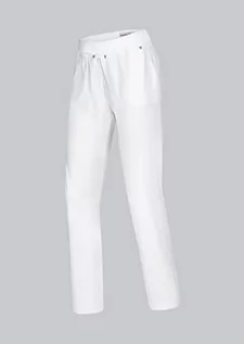 Spodnie damskie - BP 1736-334-0021 Damskie spodnie komfortowe, smukły krój, 40% bawełna, 35% poliester, 25% elastomultiester, białe, rozmiar 44s - grafika 1
