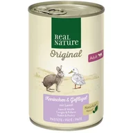 Mokra karma dla kotów - REAL NATURE Adult Królik i drób z olejem lnianym 24x400 g - miniaturka - grafika 1