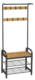 Wieszak Do Przedpokoju Z 2 Półkami Na Buty Miodowy Brąz N8-B05 - Szafki na buty - miniaturka - grafika 1