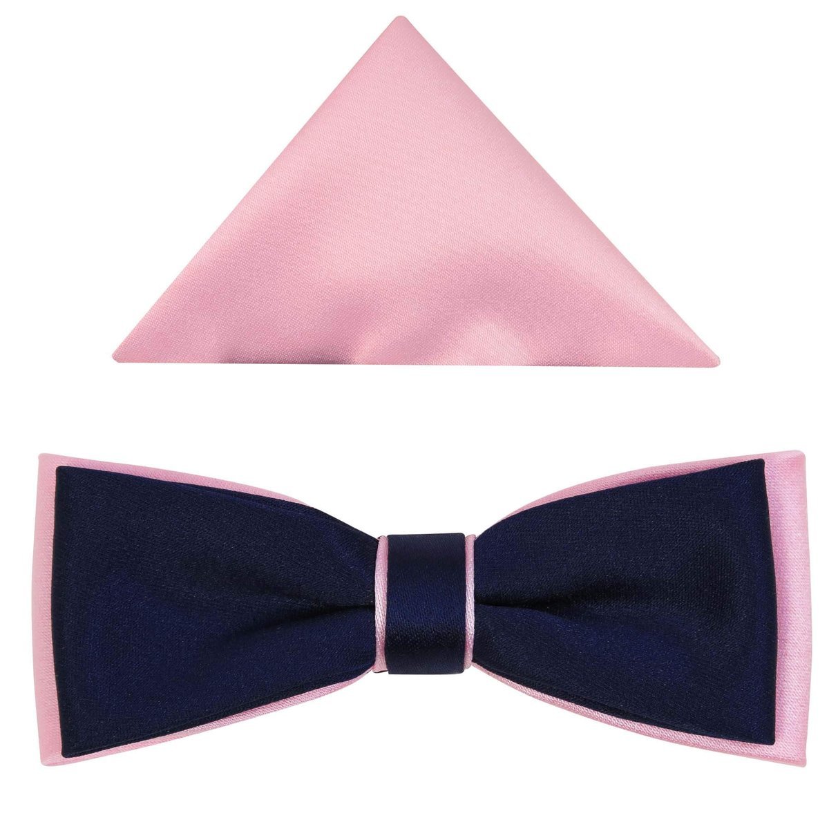 Granatowo-jasnoróżowa gładka mucha męska slim B23