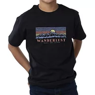Koszulki dla chłopców - Del Sol Del Sol T-shirt chłopięcy  scena górska, czarny T-shirt  przechodzi z białego na żywe kolory na słońcu  100% czesana, niekurczliwa bawełna, luźne dopasowanie, delikatny dżersej, rozmiar YL - miniaturka - grafika 1