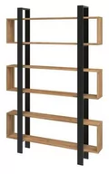Regały - Regał dębowy LOFT Foggia na książki i segregatory Industrial 210x100-140x20 cm - miniaturka - grafika 1
