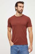Koszulki męskie - Guess t-shirt bawełniany kolor brązowy z aplikacją - miniaturka - grafika 1