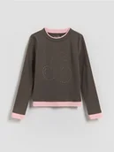 Bluzki dla dziewczynek - Reserved - Bluzka z cyrkoniami - ciemnoszary - miniaturka - grafika 1