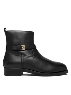 Tommy Hilfiger Botki Th Buckle Riding Leather Bootie FW0FW08781 Czarny - Botki damskie - miniaturka - grafika 1