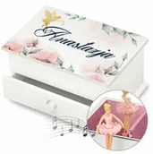 Pozytywki dla dzieci - Szkatułka na biżuterię z pozytywką i szufladką z nadrukiem dla dziewczynki na imieniny - miniaturka - grafika 1