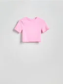 Koszulki i topy damskie - Reserved - Krótki t-shirt - różowy - miniaturka - grafika 1