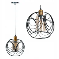 Lampy sufitowe - Lampa Wisząca Szklana Metalowa Czarna Złota Szkło - miniaturka - grafika 1