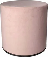 Pufy i podnóżki - Elior Jasnoróżowa okrągła tapicerowana welurem pufa - Santia - miniaturka - grafika 1