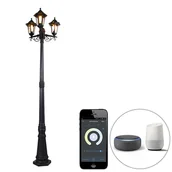 Lampy ogrodowe - QAZQA Inteligentna latarnia zewnętrzna  czarna  3-punktowa z Wi-Fi ST64 - New Haven - miniaturka - grafika 1