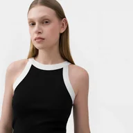 Koszulki sportowe damskie - Damski crop-top 4F 4FSS23TTSHF1039 - czarny - miniaturka - grafika 1