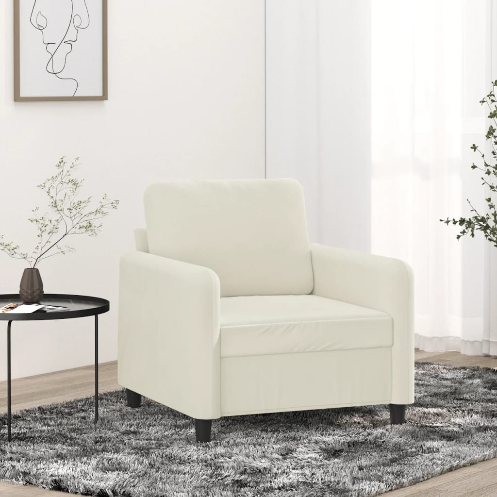 vidaXL Fotel, kremowy, 60 cm, obity aksamitem