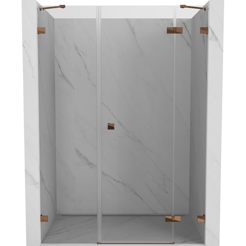 Mexen Lunar drzwi prysznicowe uchylne prawe 135 cm, transparent, różowe złoto - 834S-135-050-60-00-P