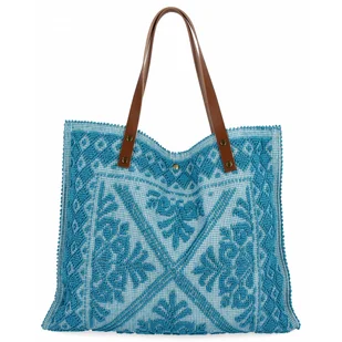 Włoska Torebka Shopper bag w Modne Wzory 5887 Niebieska - Torebki damskie Włoska Torebka Shopper bag w Modne Wzory 5887 Niebieska - Torebki damskie - miniaturka - grafika 1