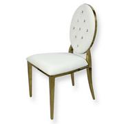 Krzesła - Krzesło Ludwik Gold glamour White - złote krzesła pikowane kryształkami - miniaturka - grafika 1