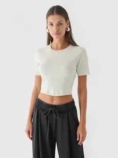 Damski crop-top 4F 4FRAW24TTSHF2581 - zielony - Koszulki sportowe damskie - miniaturka - grafika 1