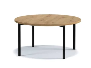 Stolik Kawowy SIGMA SM-03 Dąb Artisan Do Salonu Czarne Metalowe Nogi Okrągły - Ławy i stoliki kawowe - miniaturka - grafika 1