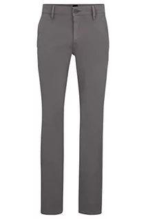 Skarpetki męskie - BOSS Męskie spodnie Schino-Slim D Slim-Fit ze stretchem - bawełniana satyna szara, szary, 35W / 32L - grafika 1