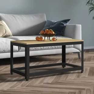 Lumarko Stolik kawowy, jasnobrązowo-czarny, 90x45x45 cm MDF i żelazo - Ławy i stoliki kawowe - miniaturka - grafika 1