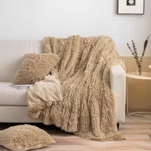 Koc 70 x 150 Włochacz Futrzany Yeti Beżowy - Koce - miniaturka - grafika 2