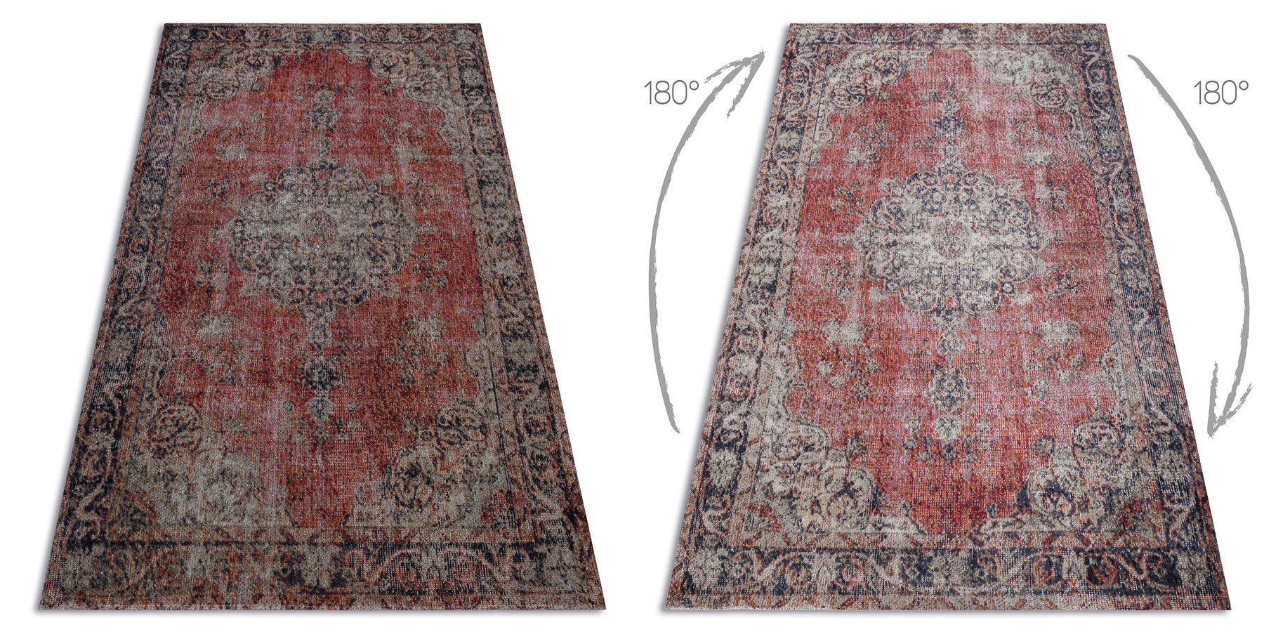 Dywan nowoczesny MUNDO E0691 ornament, vintage outdoor / beż czerwony 80x250 cm