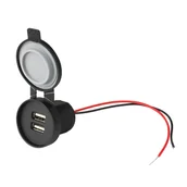 Ładowarki samochodowe - Wodoodporna ładowarka samochodowa/motocyklowa/jachtowa do zabudowy out:2xUSB-A 2x5V/2,4A, in:12V/24V IP67 - miniaturka - grafika 1