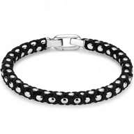 Bransolety męskie - CZARNA BRANSOLETA MĘSKA STAL CHIRURGICZNA SZLACHETNA 316L SZNUROWANA - miniaturka - grafika 1