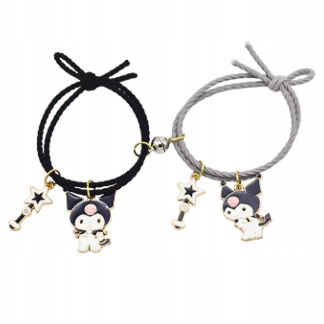 Bransoletka bajkowa z zawieszkami - czarna i szara