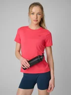 Koszulki sportowe damskie - 4F Koszulka treningowa regular szybkoschnąca damska - czerwona XL - miniaturka - grafika 1