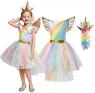 Stroje karnawałowe - Strój Przebranie Kostium Tęczowy Jednorożec 98/104,Hopki - miniaturka - grafika 1