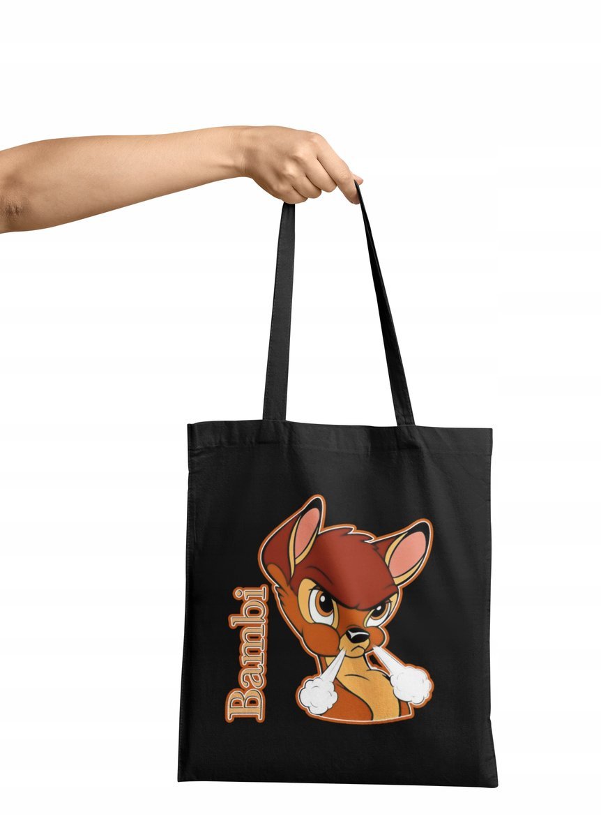 TORBA SHOPPER MATERIAŁOWA NA RAMIĘ PREZENT DLA FANKI BAMBI JELONEK BAJKI