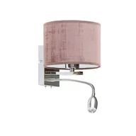 Lampy ścienne - Kinkiet z welurowym abażurem i dodatkowym panelem LED SENEGAL VELUR, różowy - miniaturka - grafika 1
