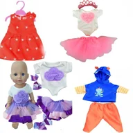 Domki dla lalek - ZESTAW 4SZT UBRANEK DLA LALEK BOBASÓW PAJACYK, SUKIENKA BALETNICA - miniaturka - grafika 1