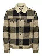 Kurtki męskie - ONLY & SONS kurtka męska w kratkę, chinchilla, XXL - miniaturka - grafika 1